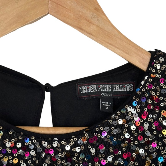 Three Pink Hearts Sequin Side Tie Jumpsuit - Girls Size M - Picture 3 of 6